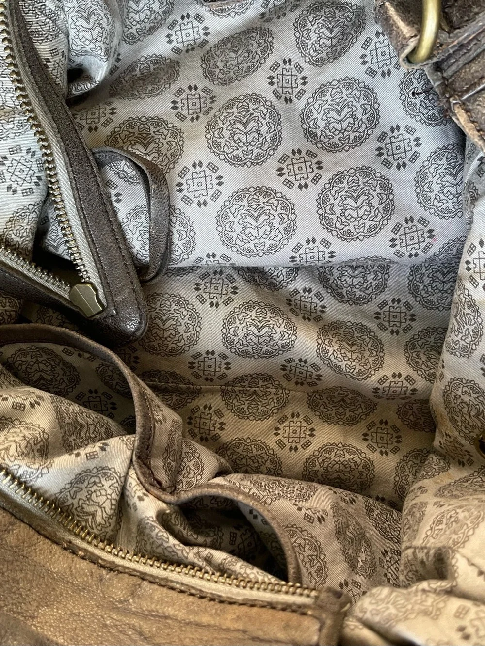 Rehard Italy Genuine Leather Distressed Gray Hobo Shoulder Bag Slouchy Tote